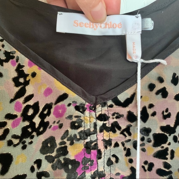 SOLD See by Chloe Paneled Devoré Silk Camisole - Picture 11 of 16